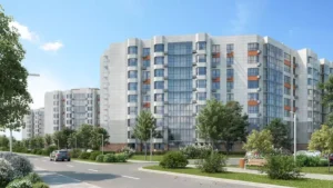 ЖК "Аванта" вид с дороги на корпуса 